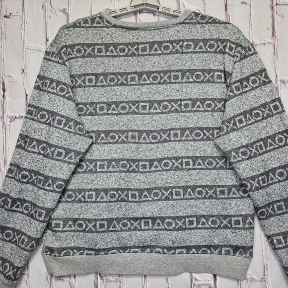 PlayStation Men XL Crewneck Sweatshirt Grey Marled Gamer Controller Symbols Logo - Picture 4 of 8